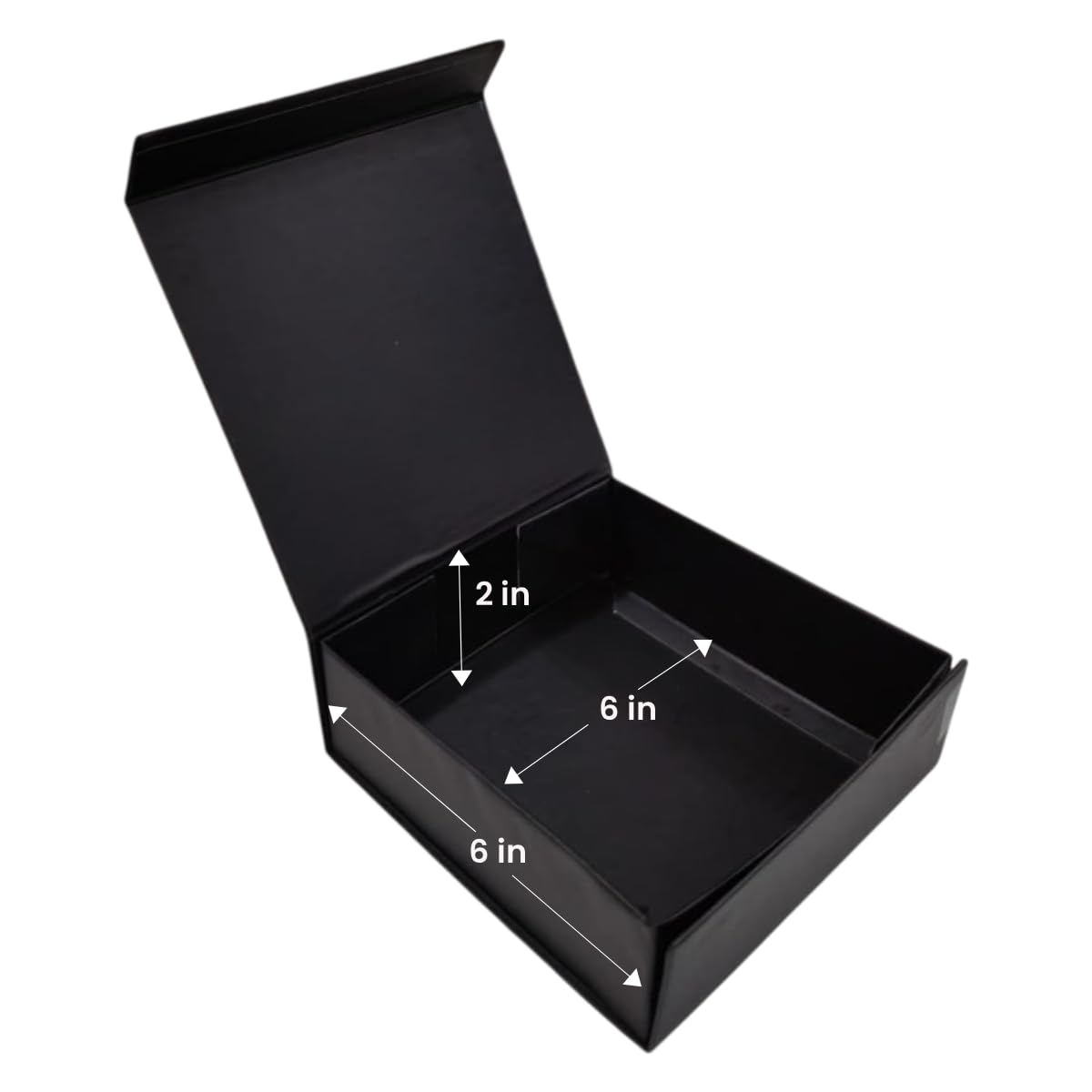 DCGPAC Black Collapsible Flat Rigid Gift Box 6x6x2 Inch Pack of 10
